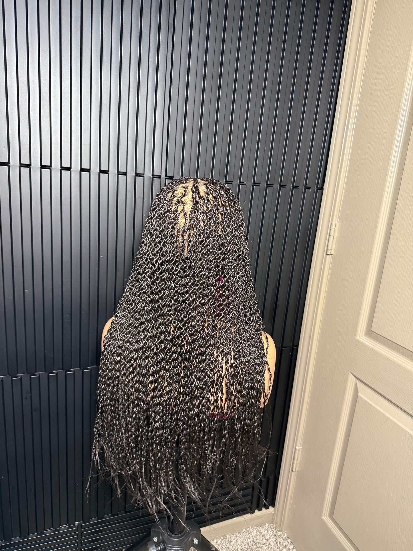 Dark root gray small medium knotless braids