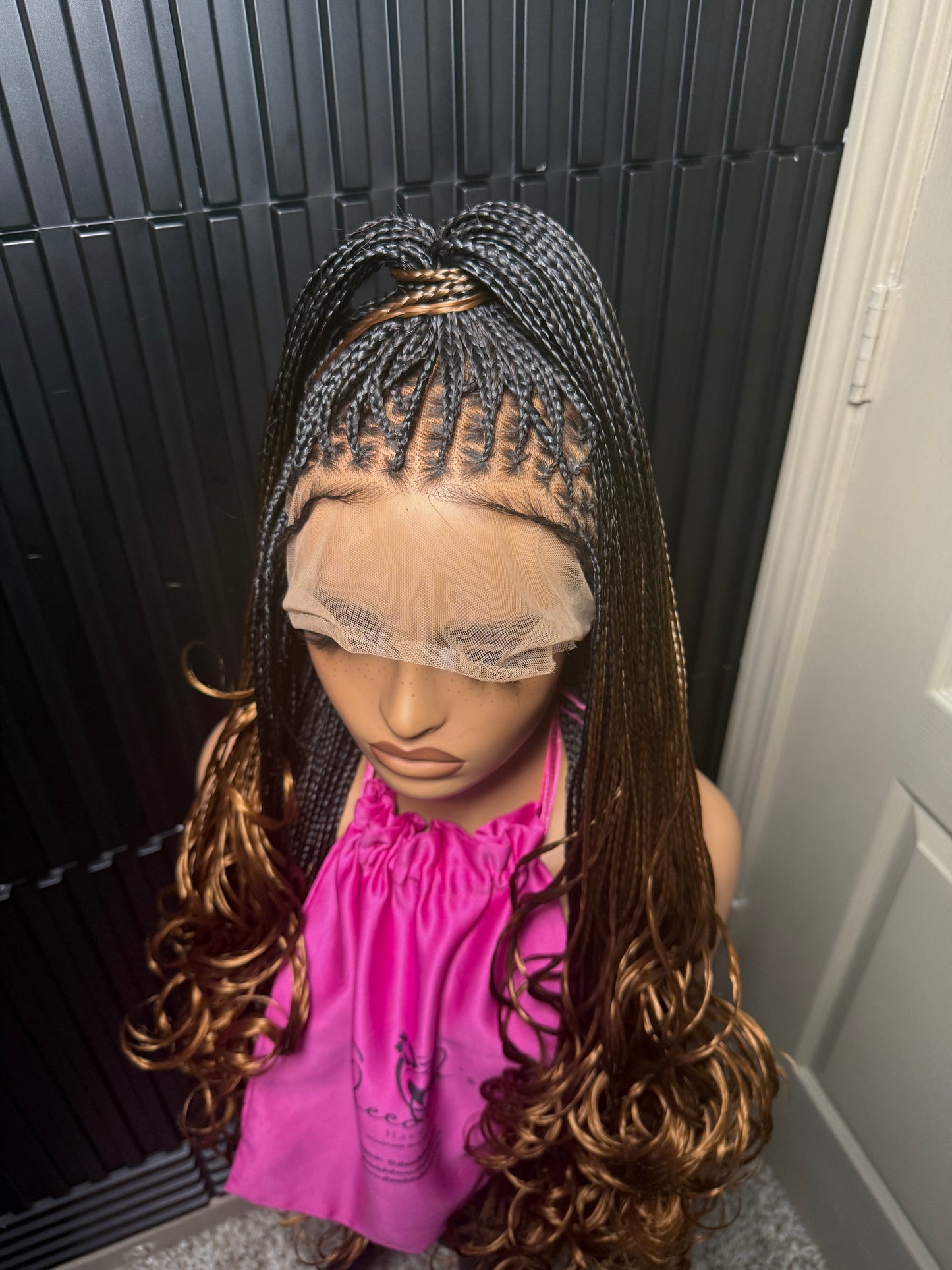 Full lace bouncy 36 human hair pre-bleached braided wig