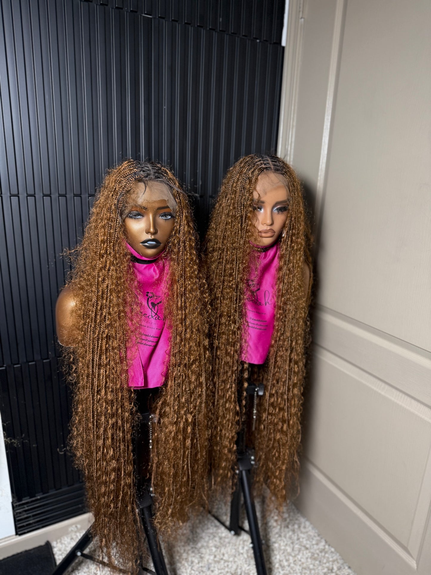 Full lace chestnut brown boho knotless braids