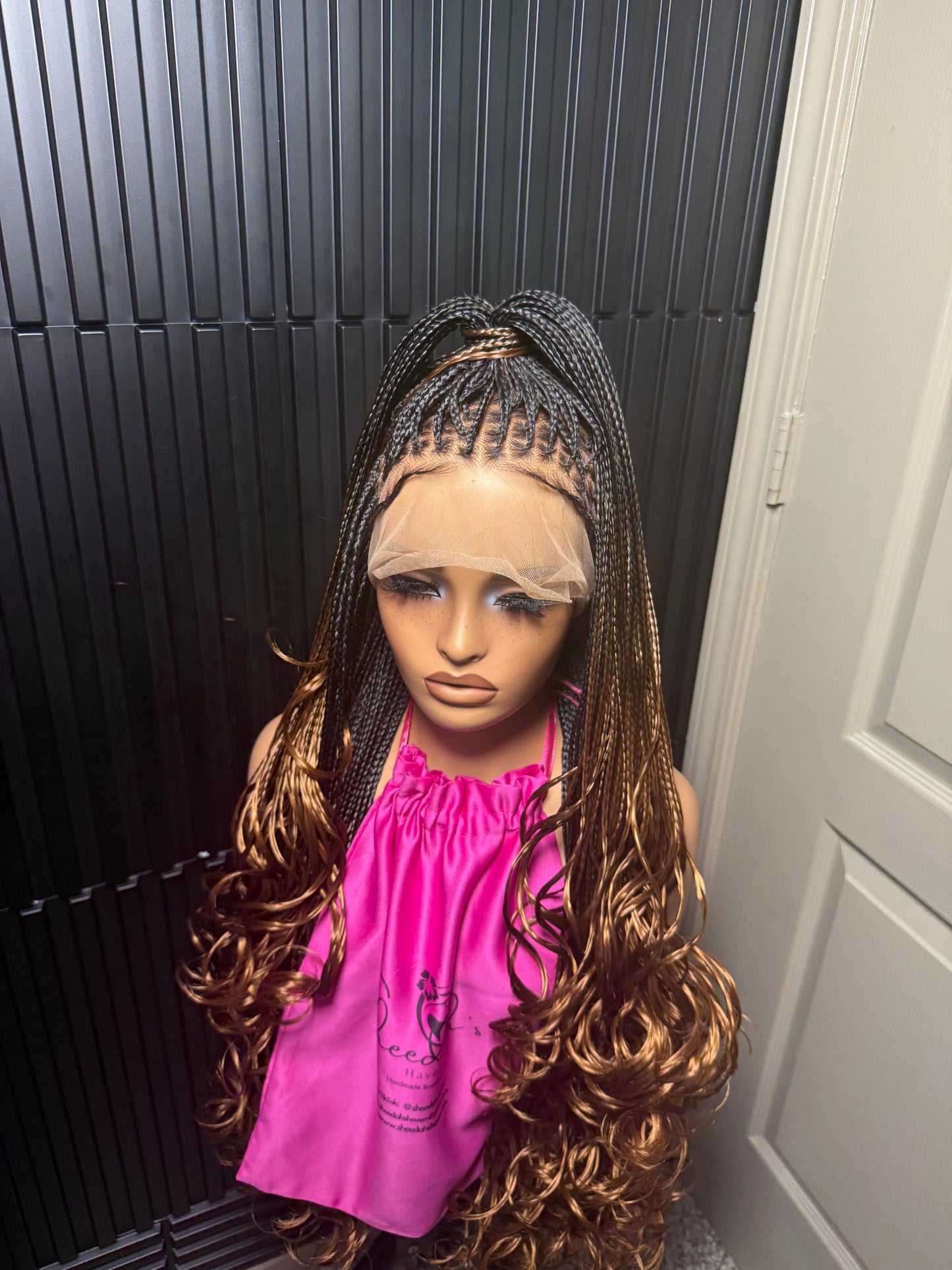 Full lace bouncy 36 human hair pre-bleached braided wig