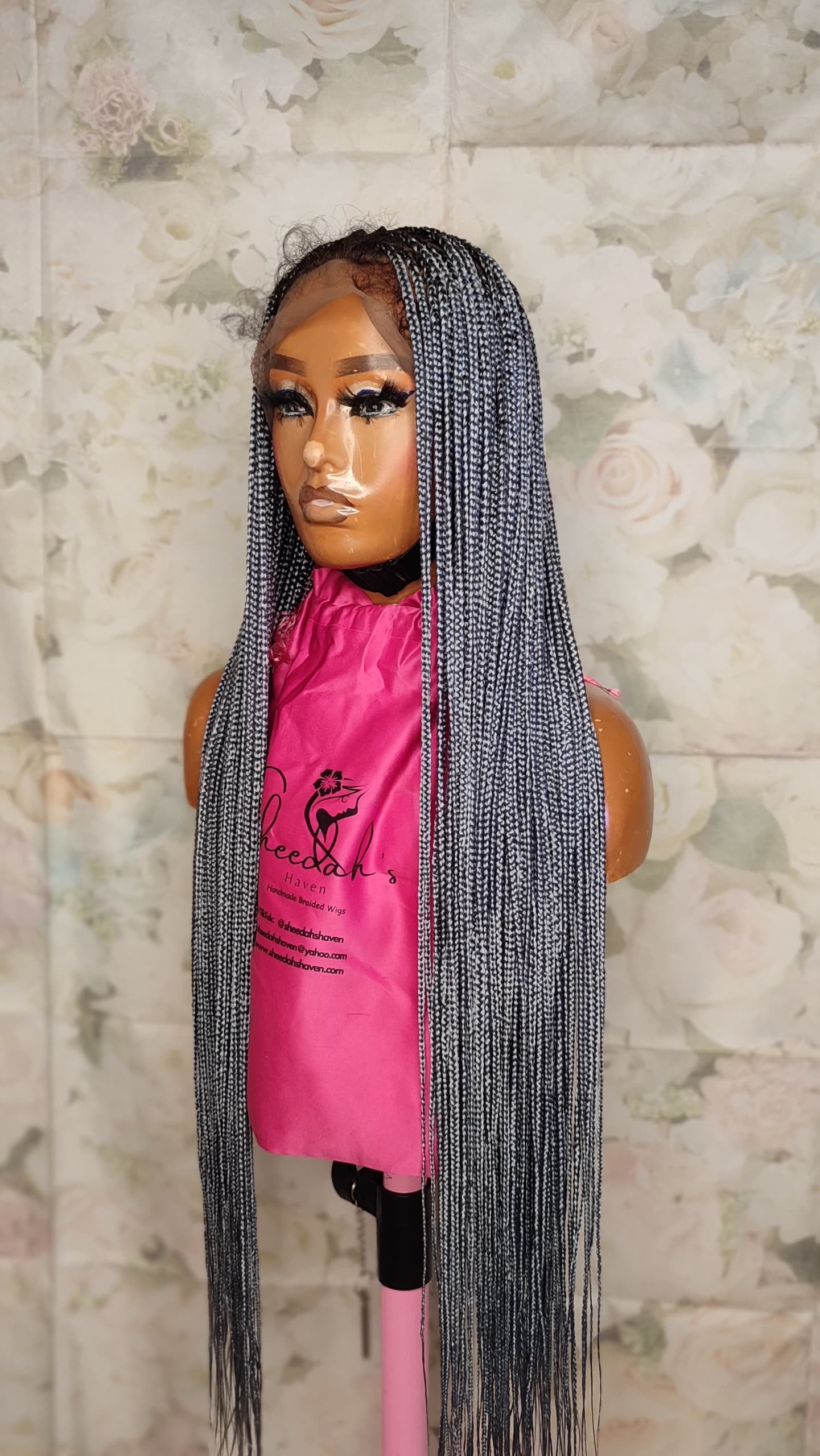 34” Gray Dark Root Small Medium knotless Braided Wig