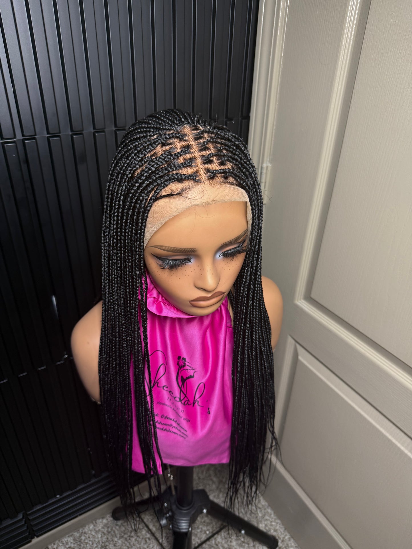 13by4 human hair lace frontal pre-bleached knot. Black Knotless braids