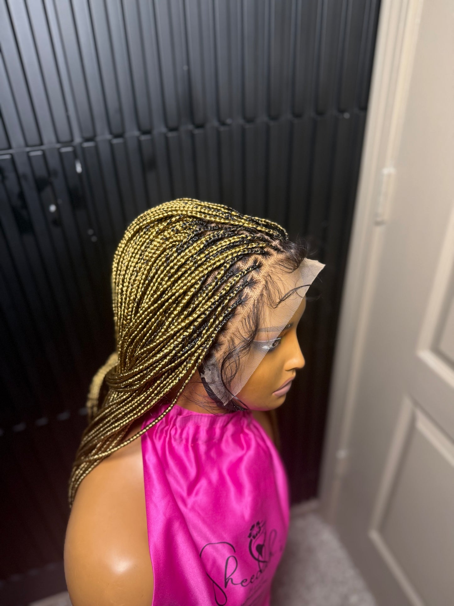 13by4 human hair lace frontal pre-bleached knot. Honey blonde(27) Knotless braids