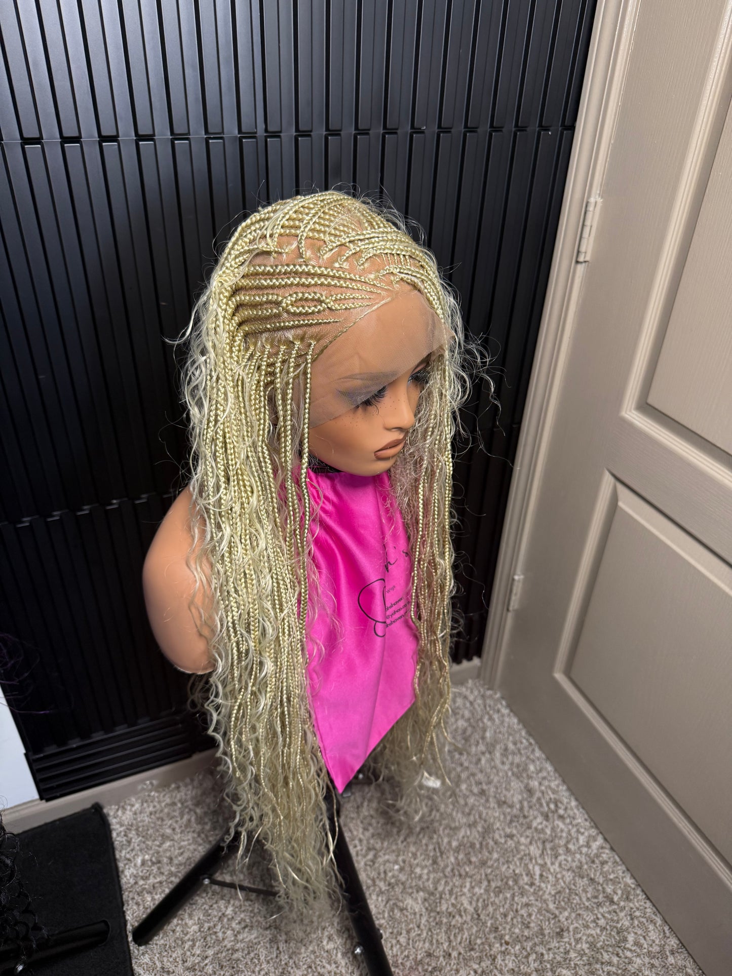 Full lace 613 platinum blonde flip over braids (35inch ) extra full boho