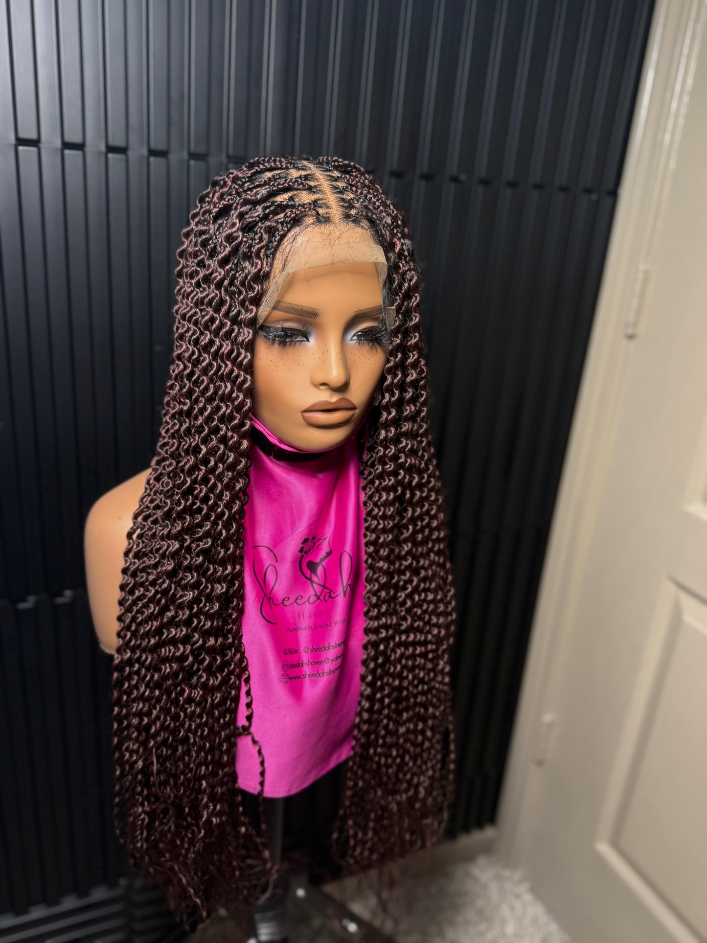 Dark root gray small medium knotless braids