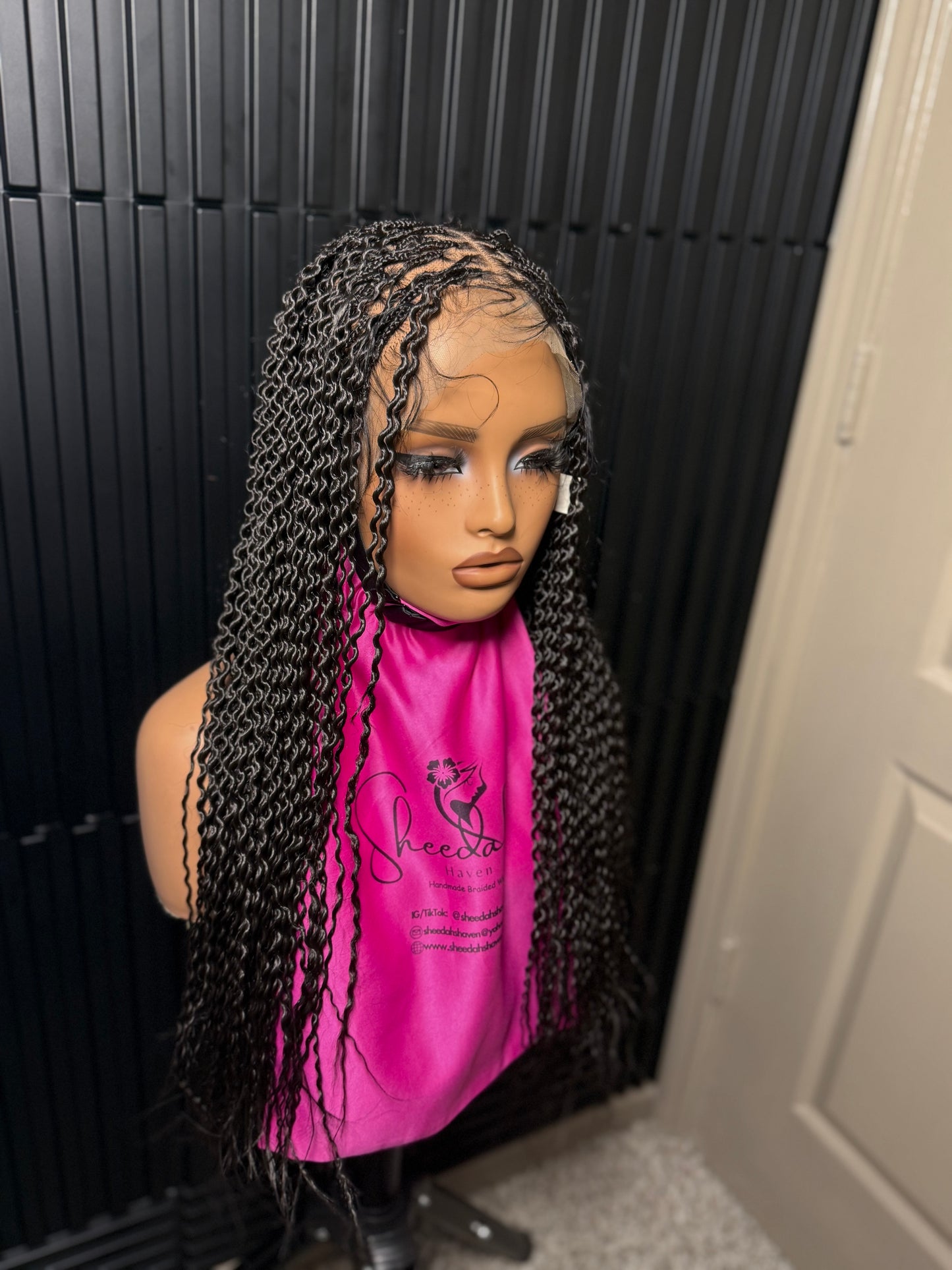 Dark root gray small medium knotless braids
