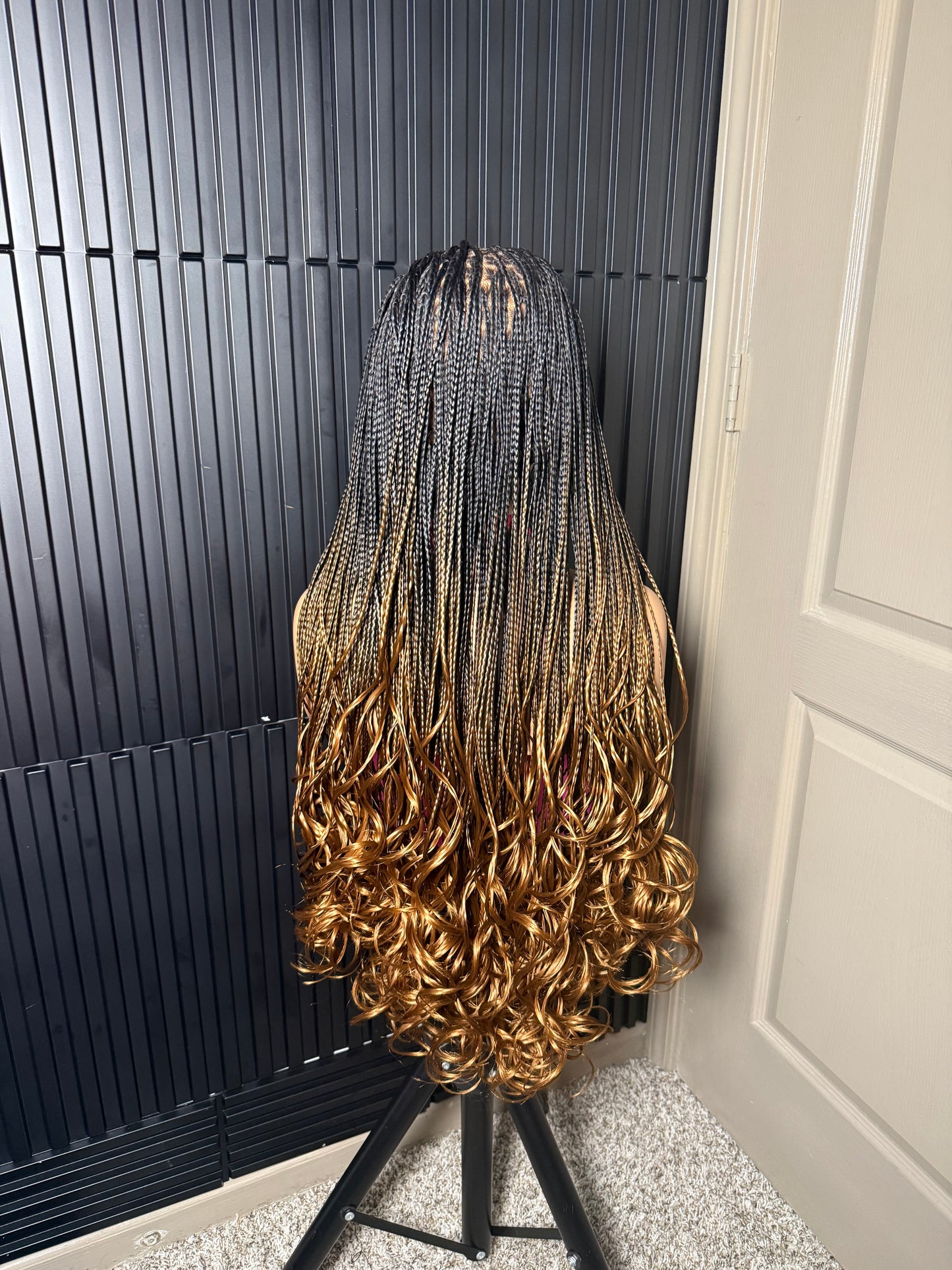 Full lace bouncy 36 human hair pre-bleached braided wig
