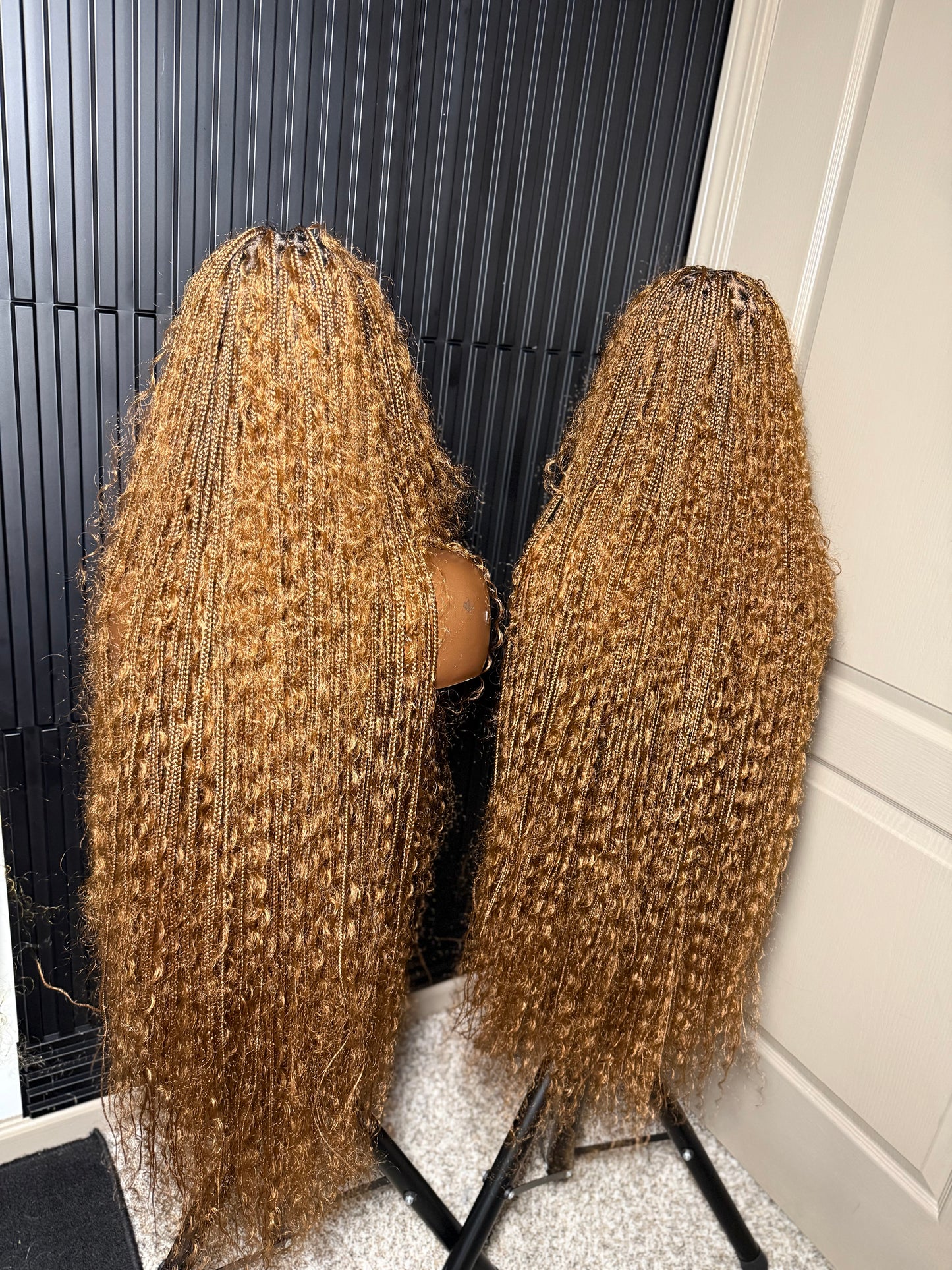 Full lace chestnut brown boho knotless braids