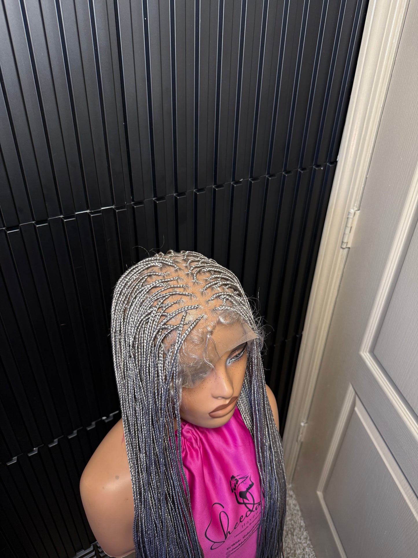 35” Matching Root ash Small knotless Braided Wig