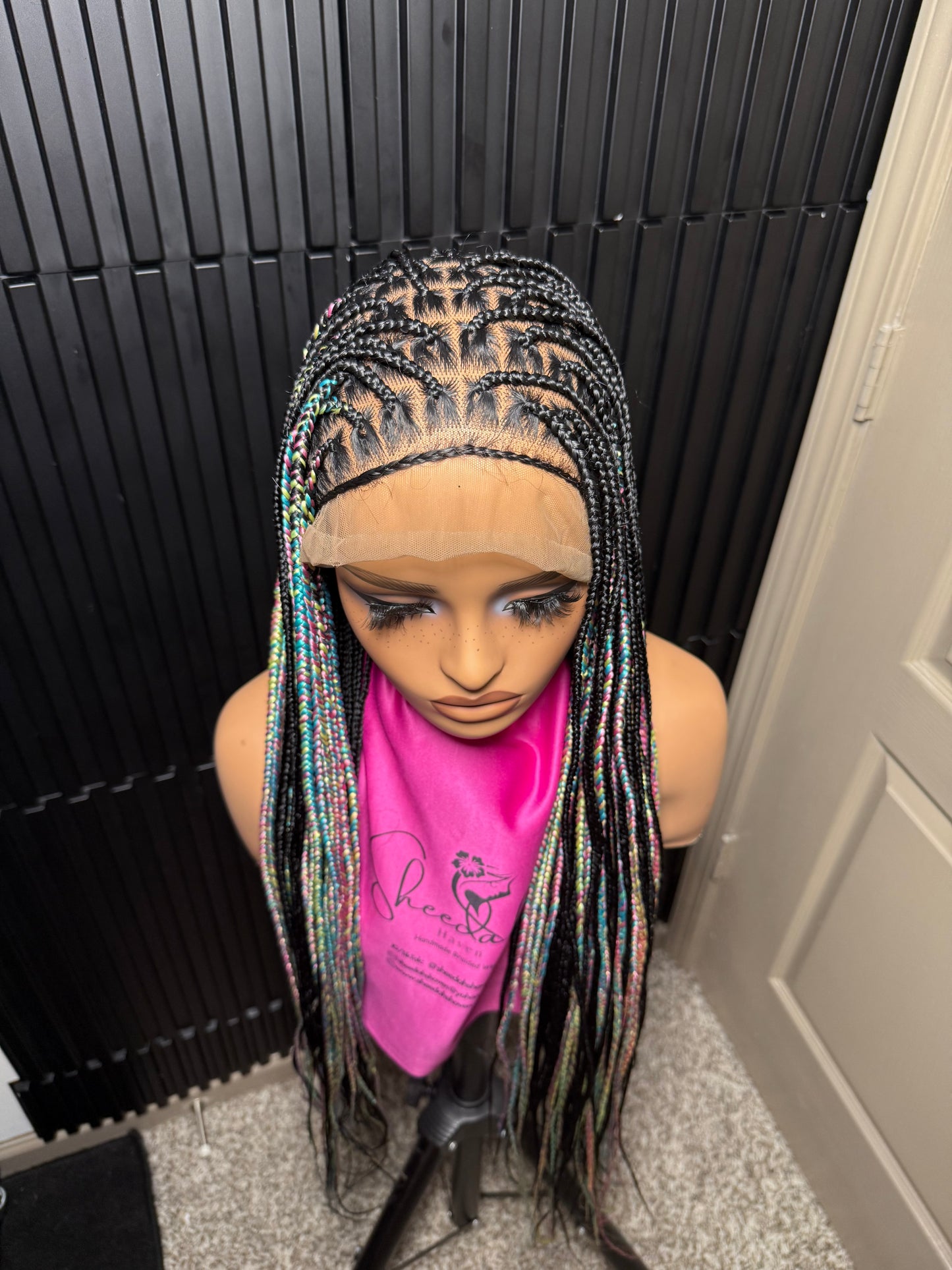 Full lace Green Mix Side Highlight knotless Braidwig