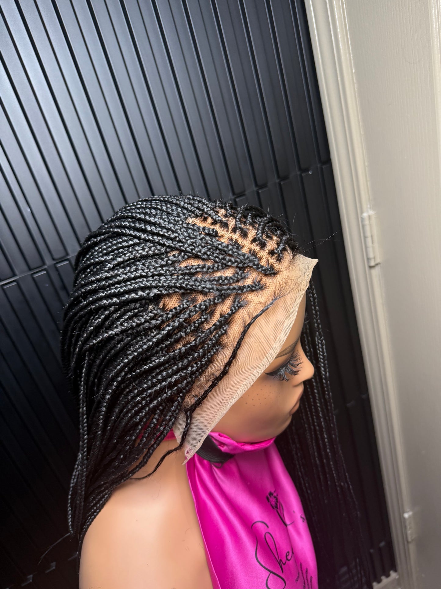 13by4 human hair lace frontal pre-bleached knot. Black Knotless braids