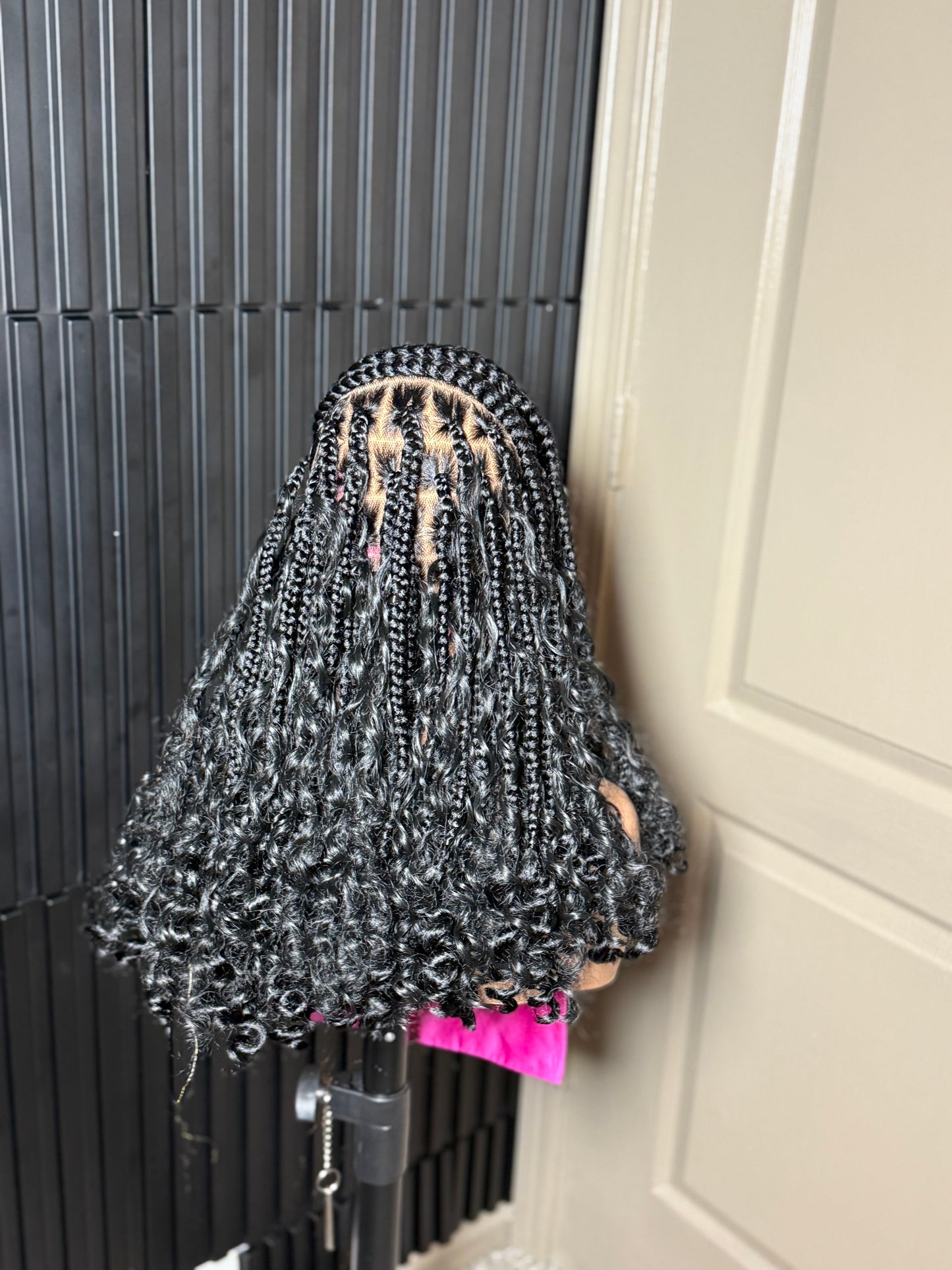 Full lace short cornrow boho braids