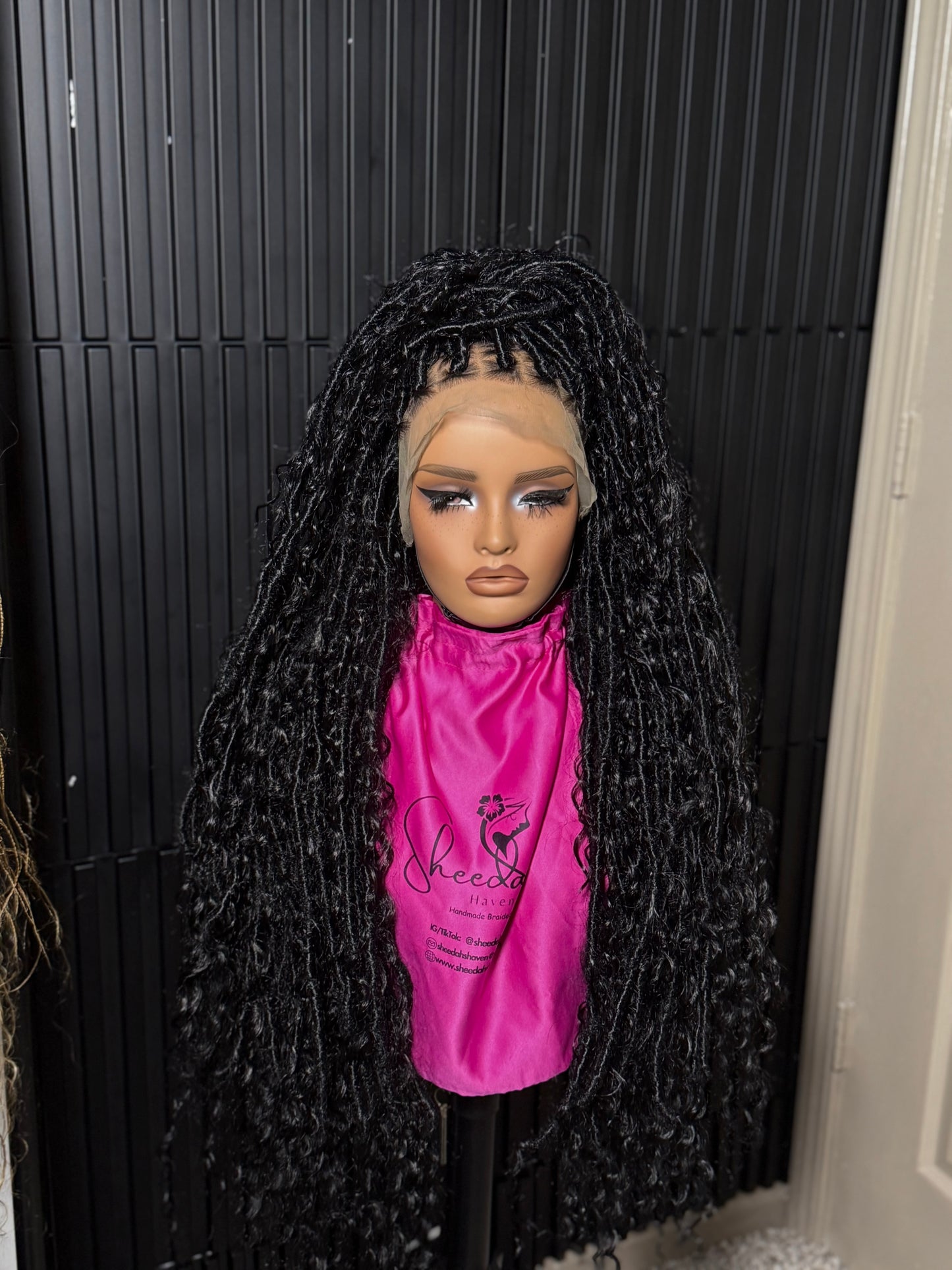 Full lace synthetic handmade boho locs braid wig