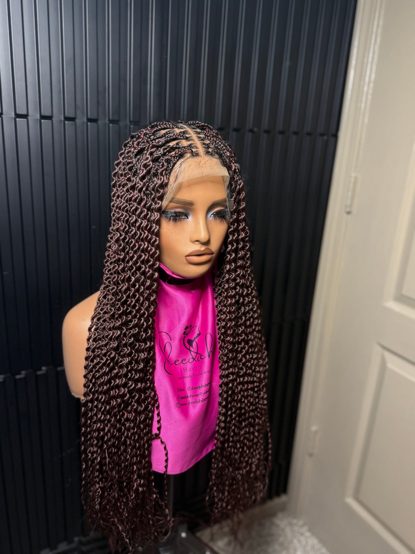Dark root gray small medium knotless braids