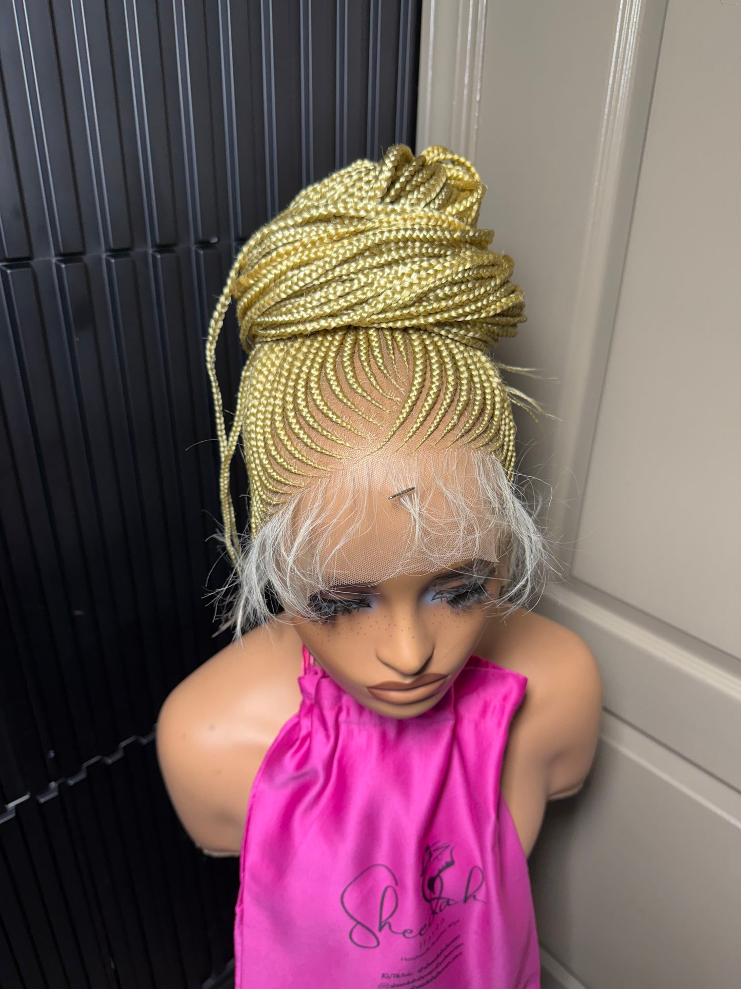 35inch v cut updo 360 full lace braid Wig