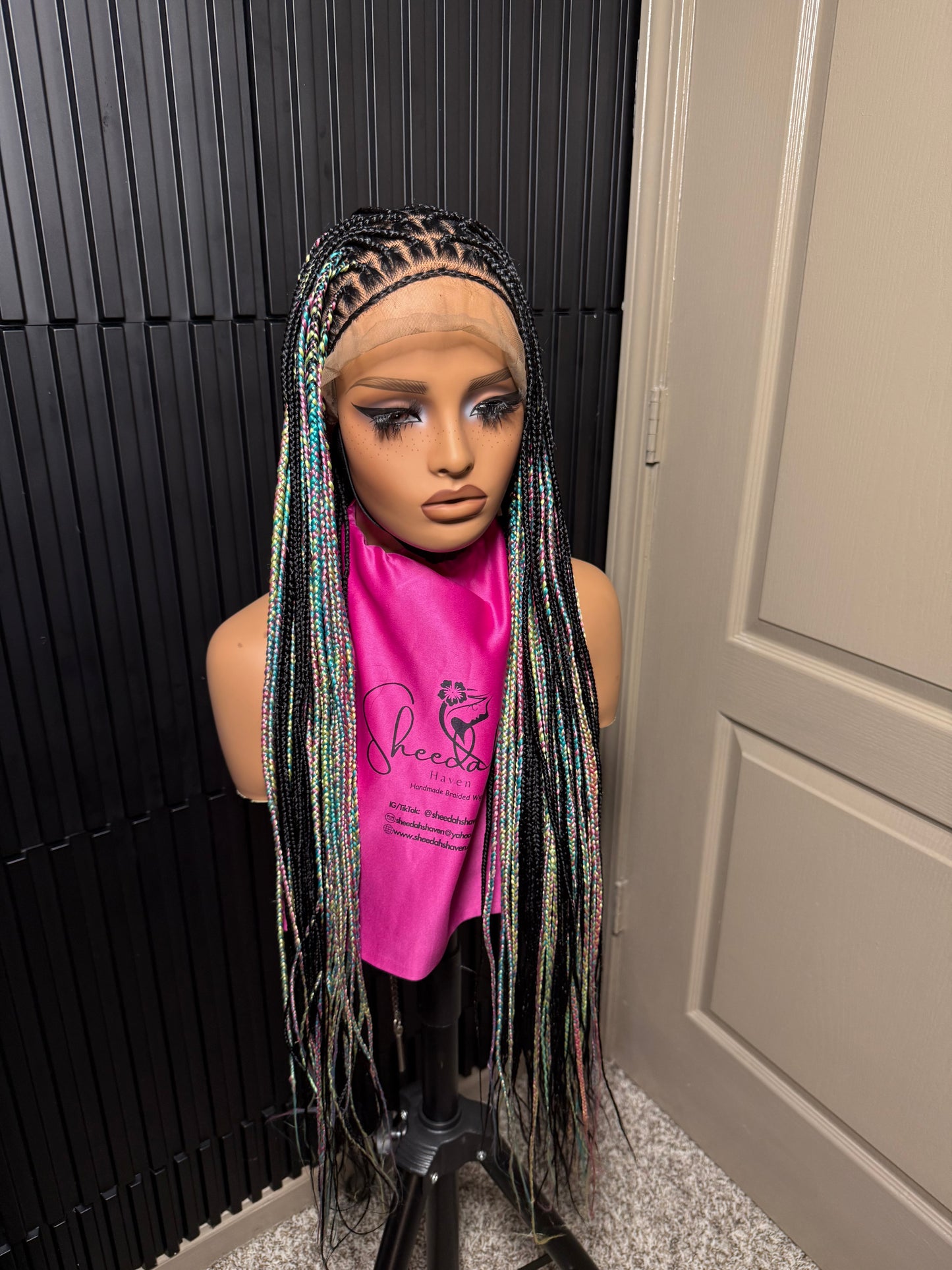 Full lace Green Mix Side Highlight knotless Braidwig