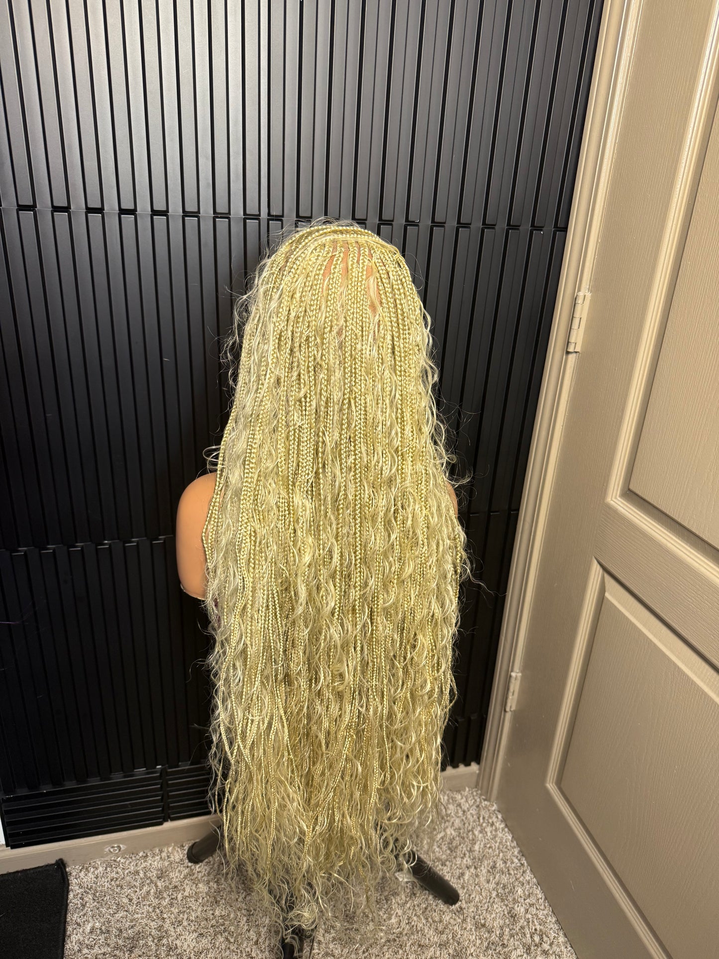 Full lace 613 platinum blonde flip over braids (35inch ) extra full boho