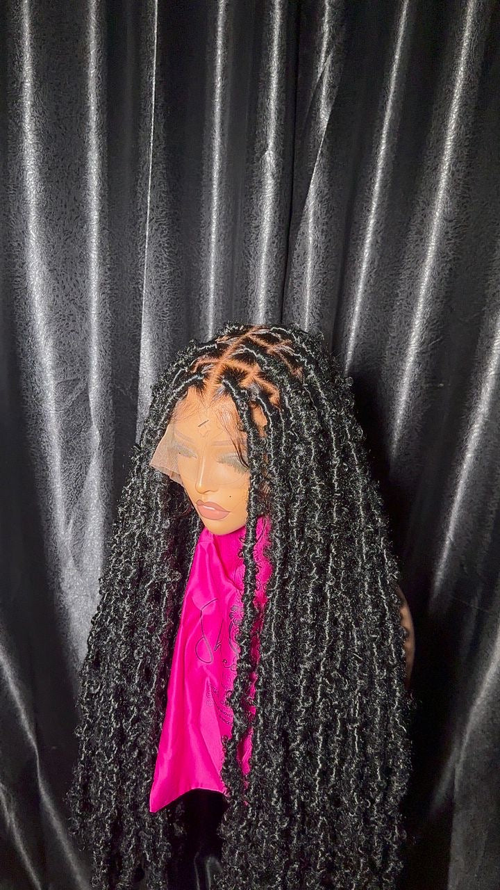 Distressed butterfly Locs unit(Swiss Human hair Full lace Cap)35inches