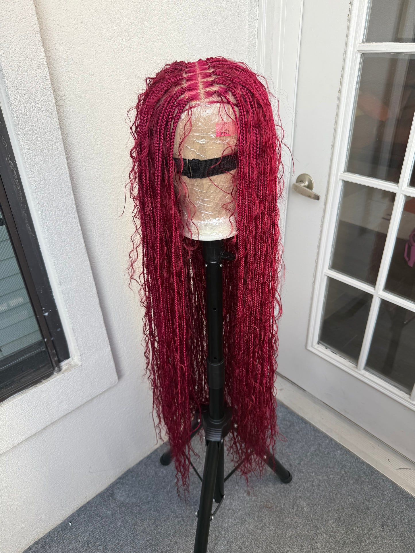 45inch Full lace chestnut brown boho knotless braids