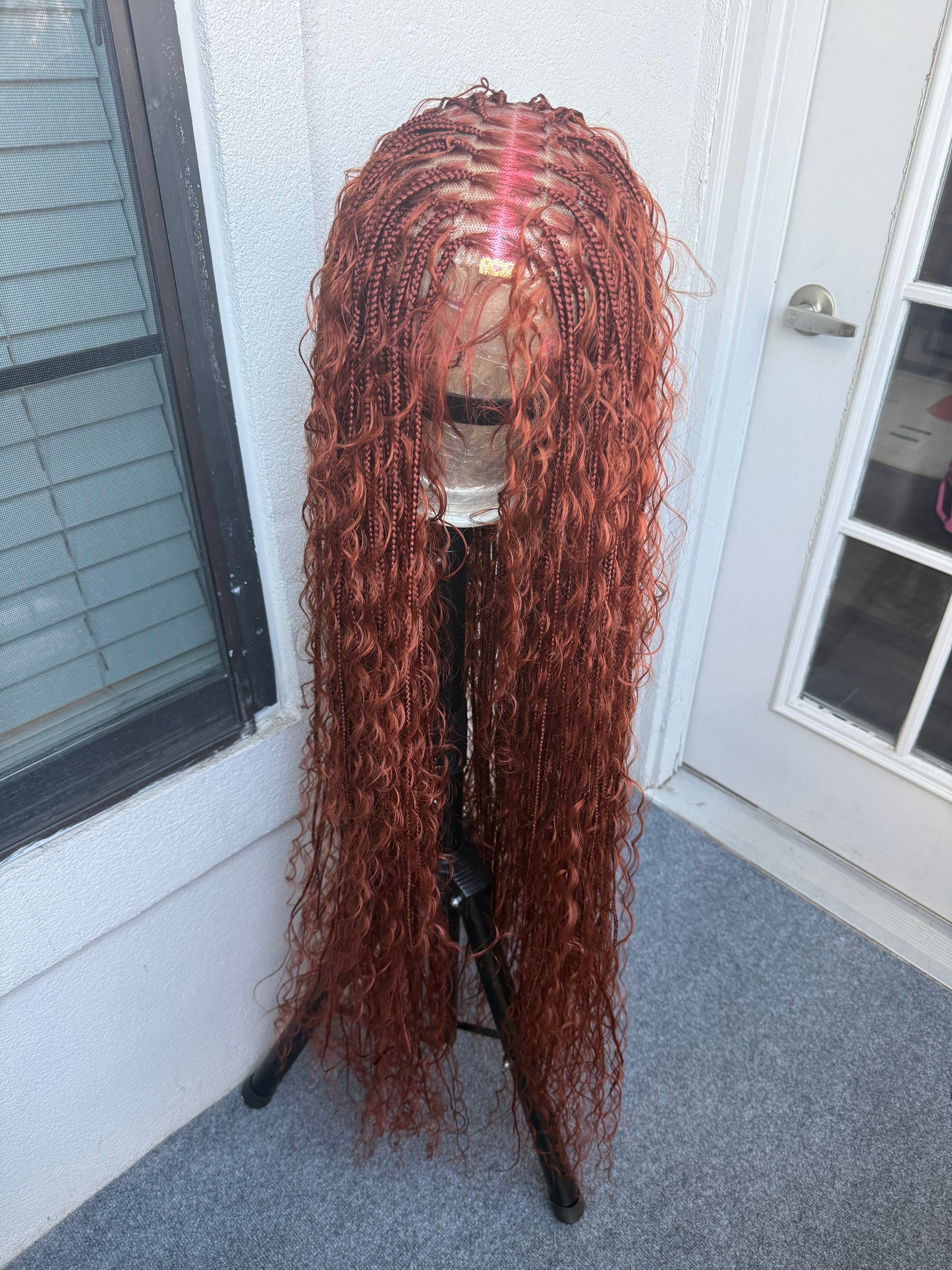 45inch Full lace chestnut brown boho knotless braids