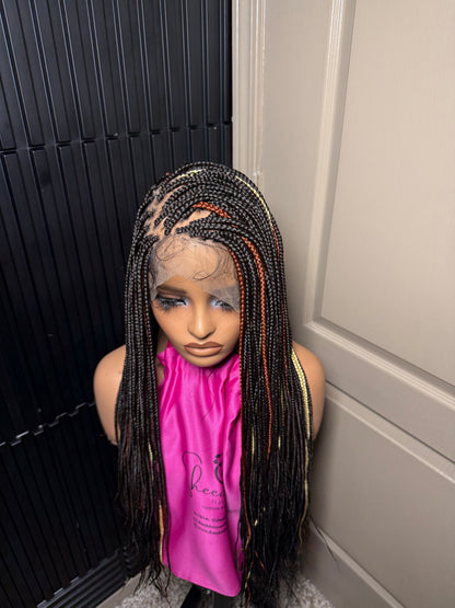 Full lace box highlights braided wig