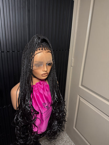 Full lace bouncy 36 human hair pre-bleached braided wig