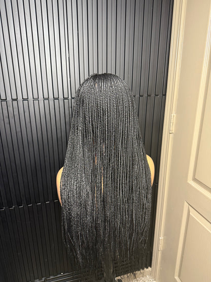13by4 human hair lace frontal pre-bleached knot. Black  Knotless braids