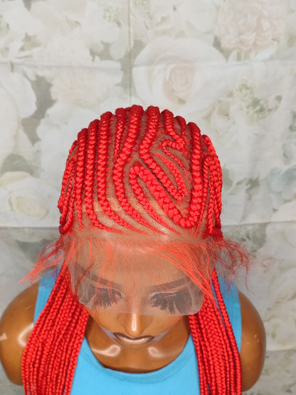 Red cornrow braids