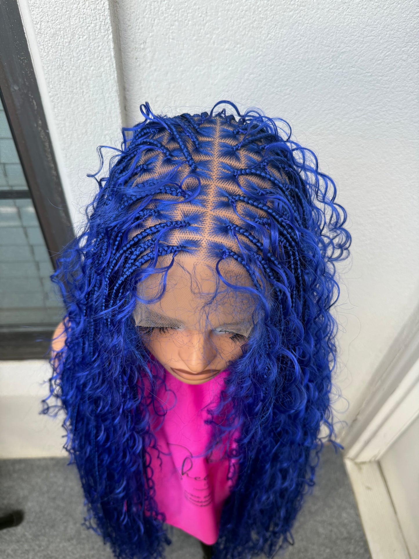 45inch Full lace chestnut brown boho knotless braids