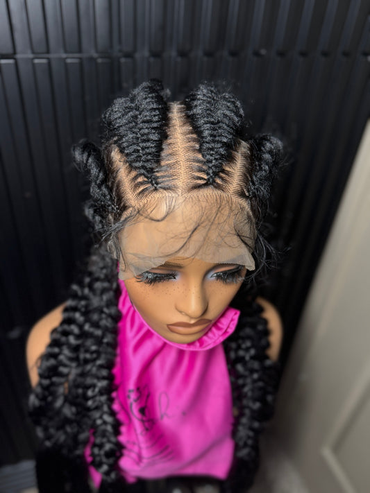 Full lace jumbo mermaid cornrow braided wig