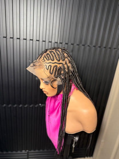 Full lace stylish cornrow braided wig