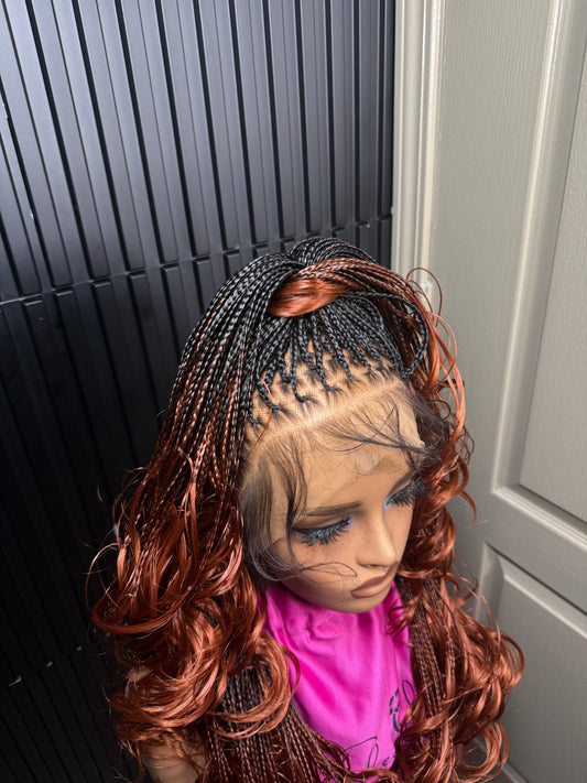 16inch Full lace bouncy knotless braid pre-bleached knots ombre