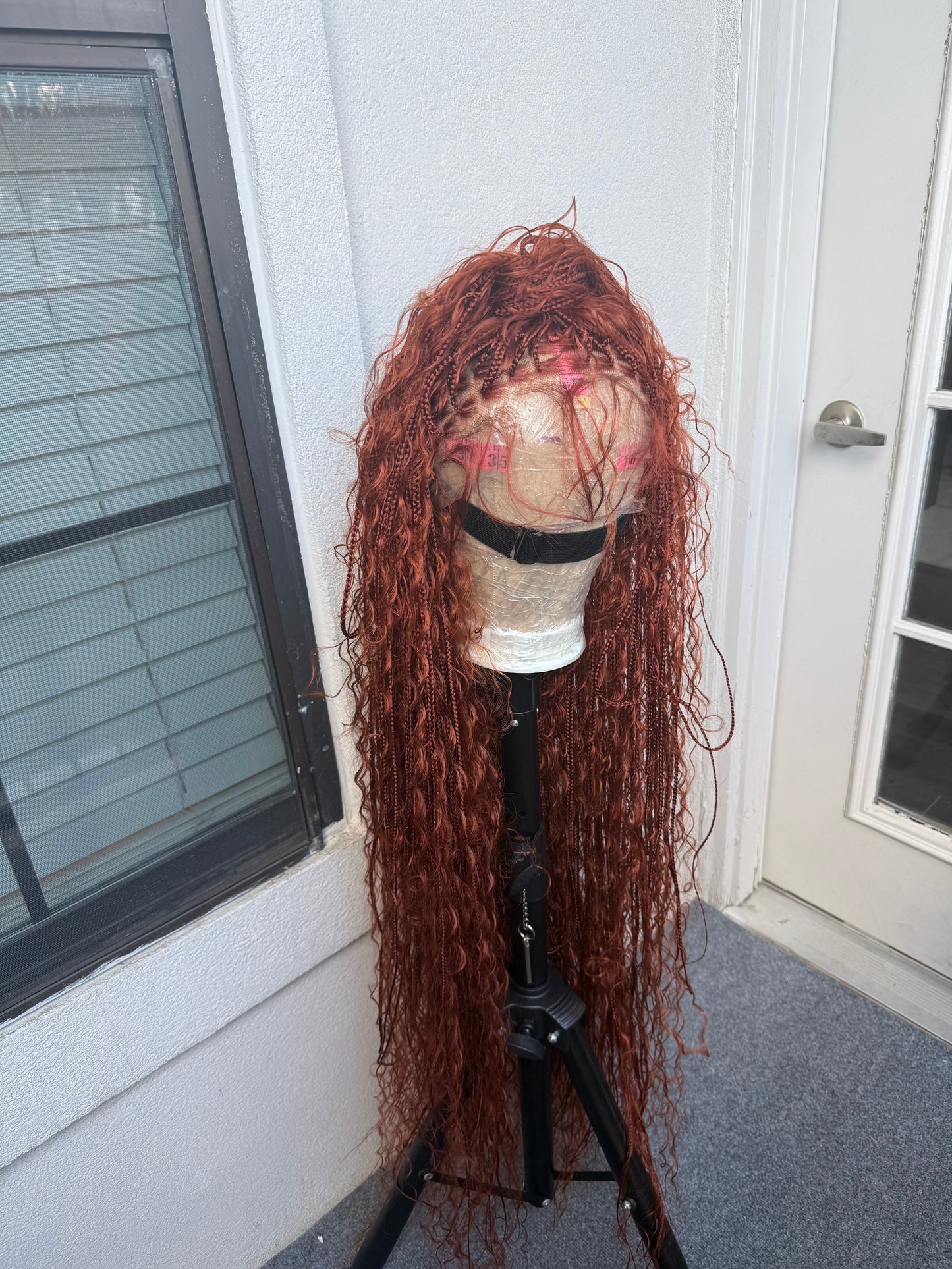 45inch Full lace chestnut brown boho knotless braids