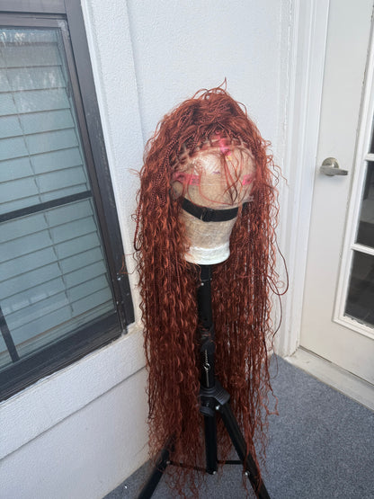 45inch Full lace chestnut brown boho knotless braids