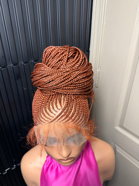 35inch v cut updo 360 full lace  braid Wig