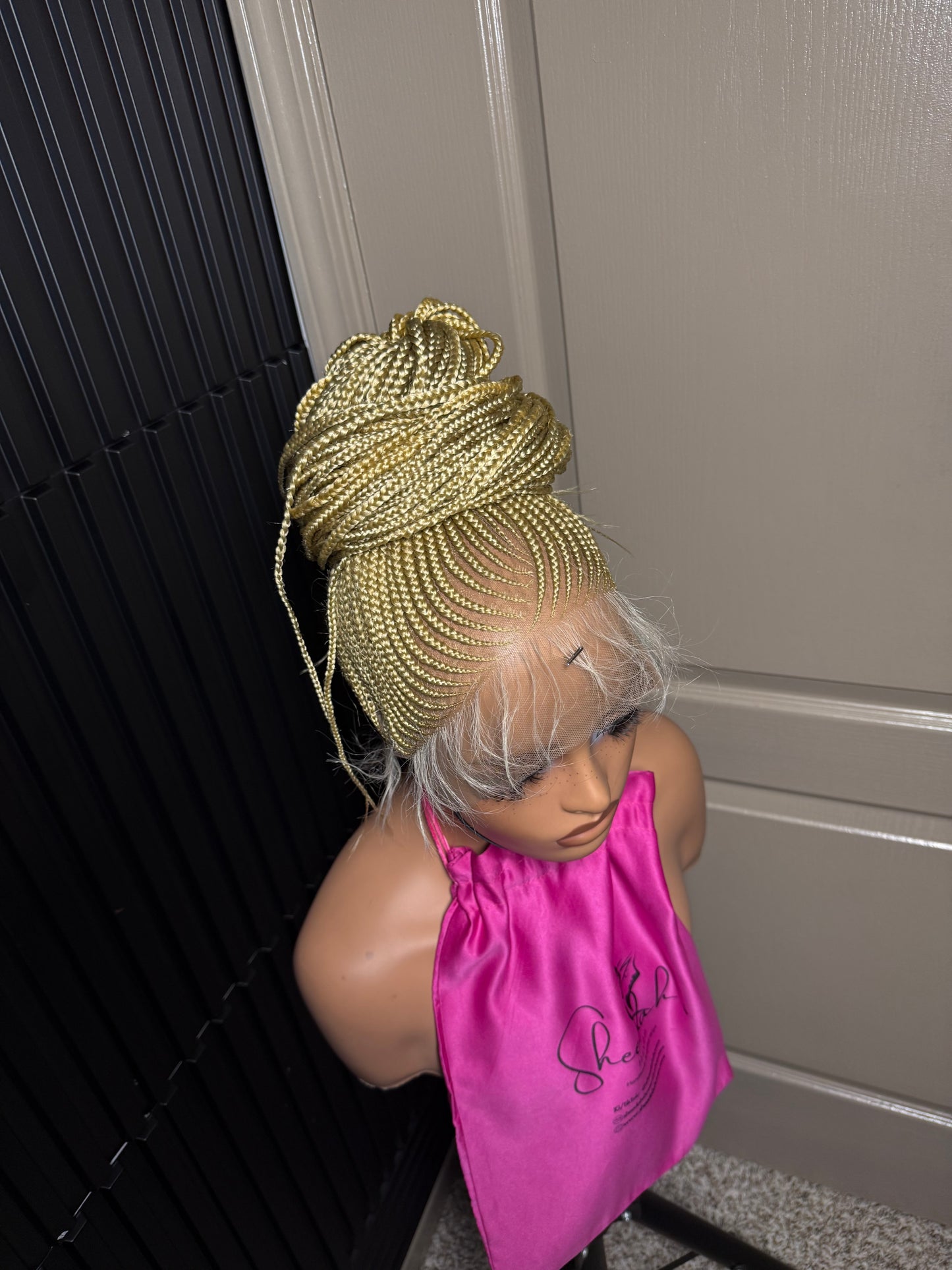 35inch v cut updo 360 full lace  braid Wig