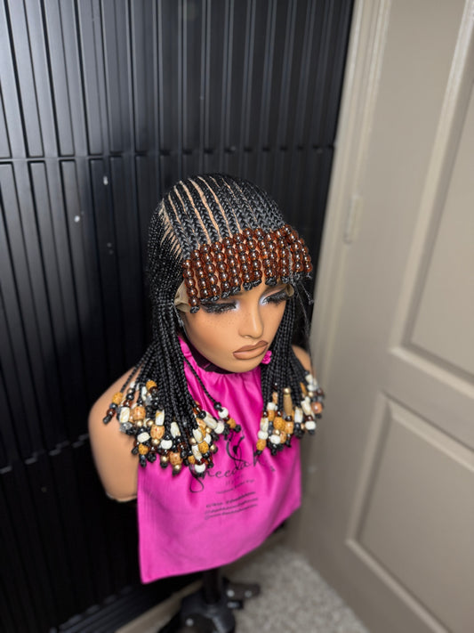 Short Koroba bead  wig with bangs