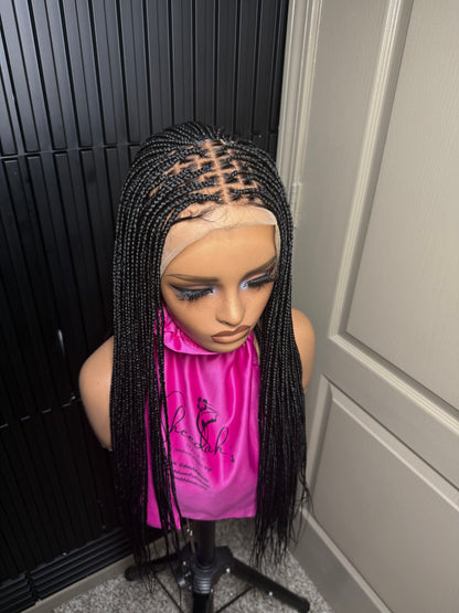 13by4 human hair lace frontal pre-bleached knot. Black  Knotless braids