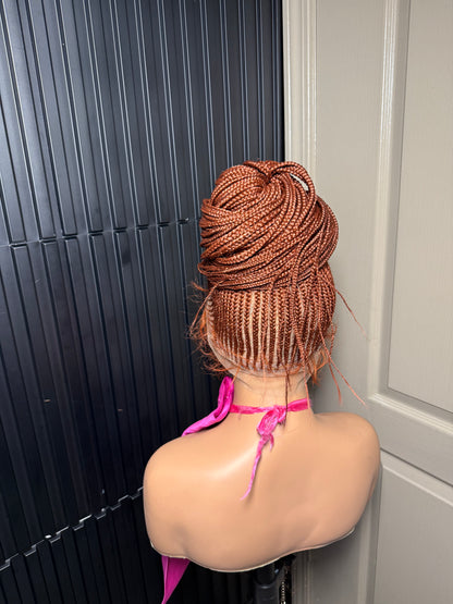 35inch v cut updo 360 full lace  braid Wig