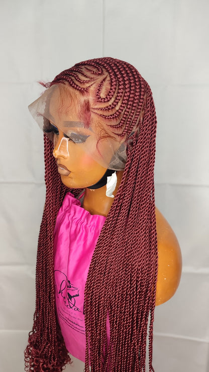Heart shape lemonade cornrow braid wig
