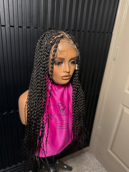 Dark root gray small medium knotless braids
