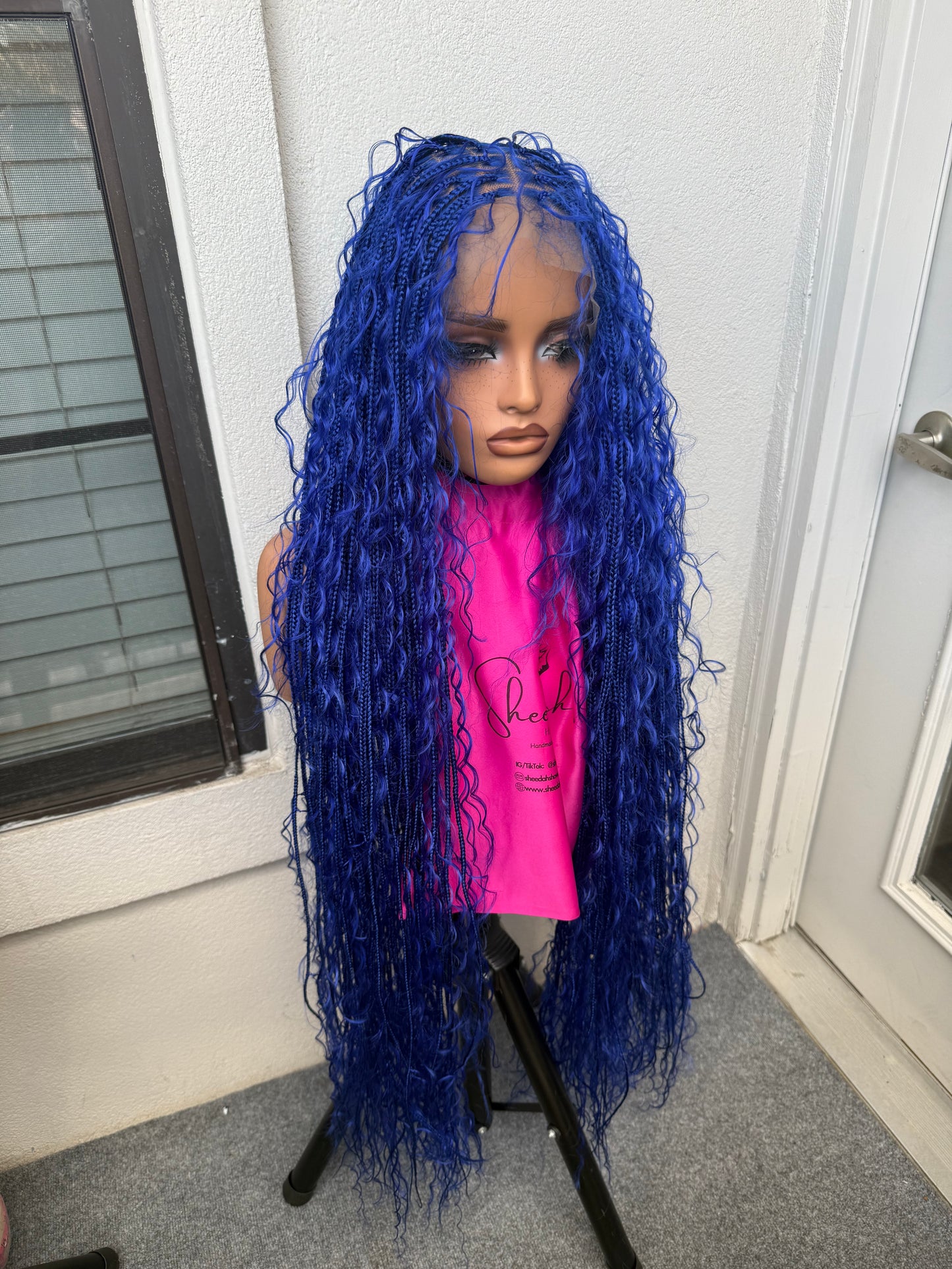 45inch Full lace chestnut brown boho knotless braids