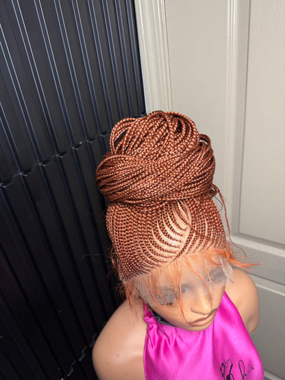 35inch v cut updo 360 full lace  braid Wig