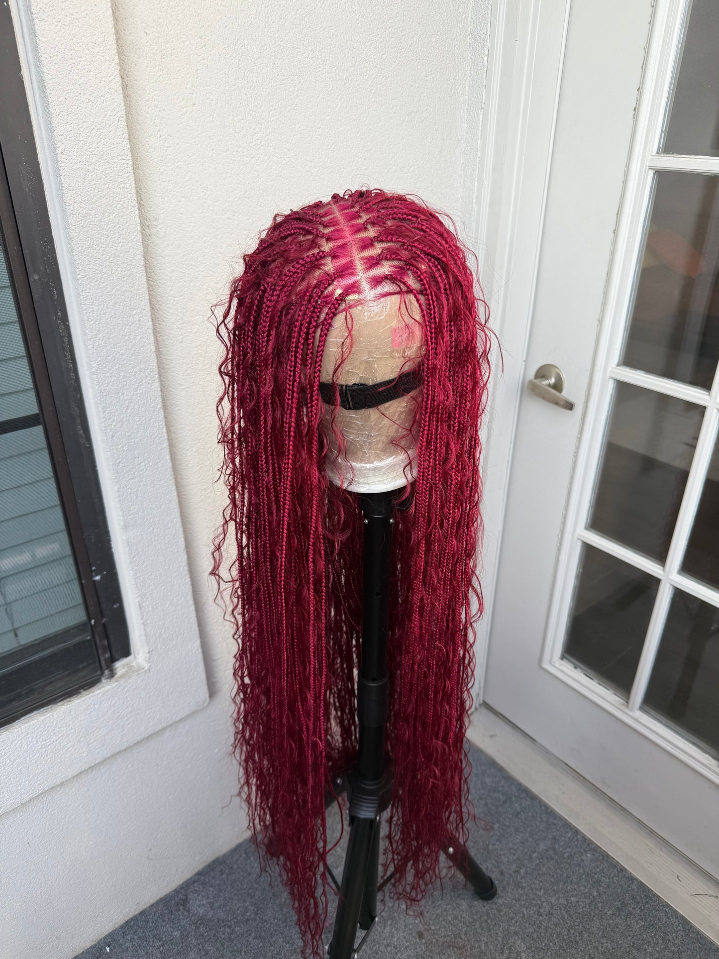 45inch Full lace chestnut brown boho knotless braids