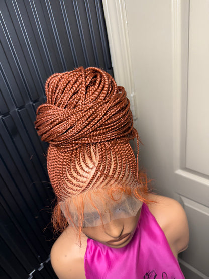 35inch v cut updo 360 full lace  braid Wig