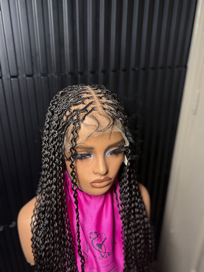 Dark root gray small medium knotless braids