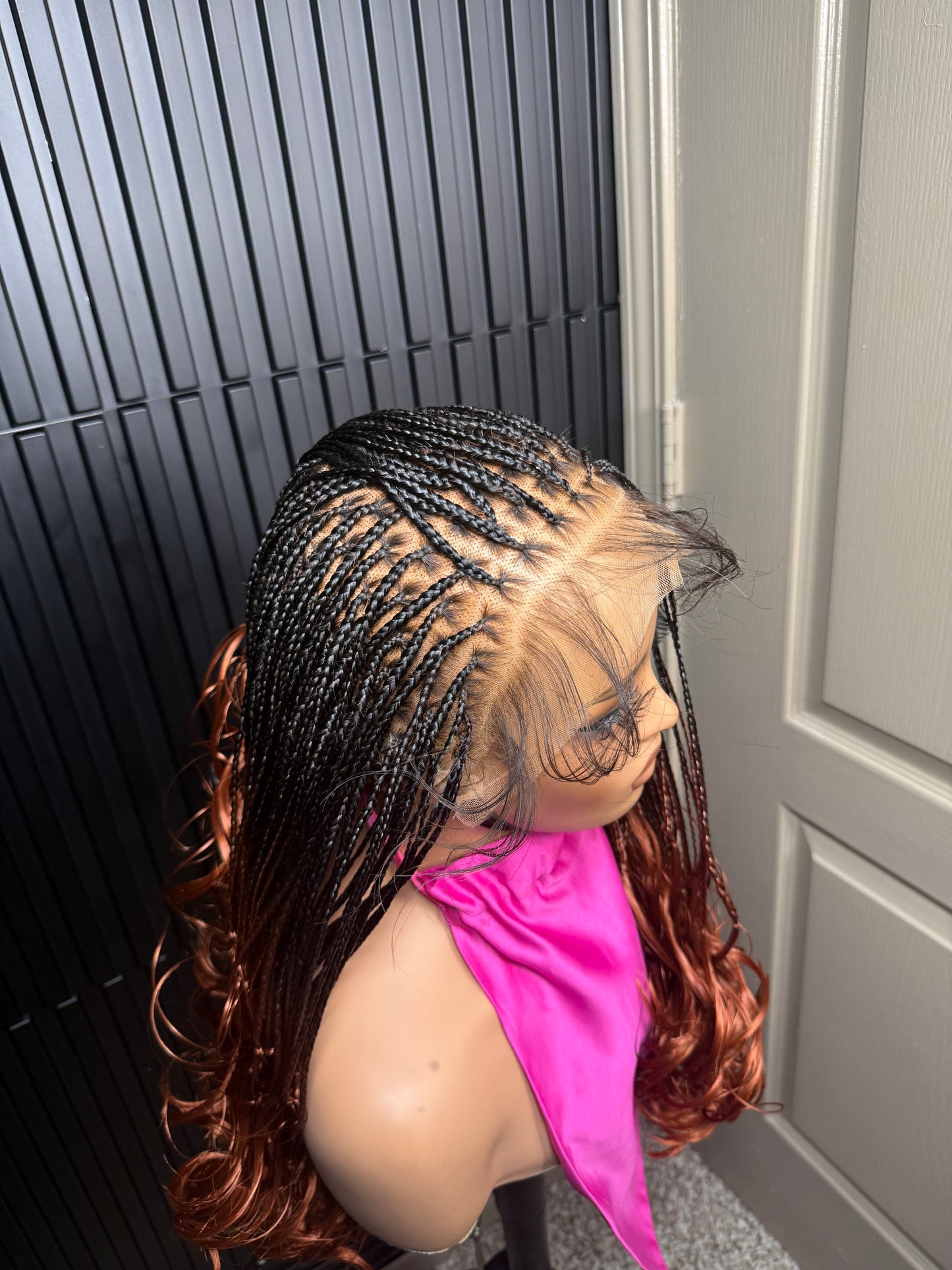 16inch Full lace bouncy knotless braid pre-bleached knots ombre