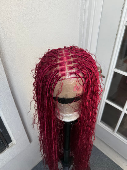 45inch Full lace chestnut brown boho knotless braids