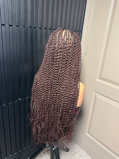 Dark root gray small medium knotless braids