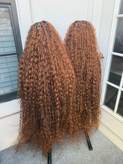 45inch Full lace chestnut brown boho knotless braids
